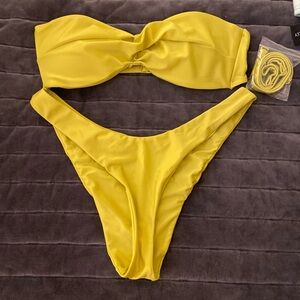 Bandeau Top High Cut Cheeky Bikini Set